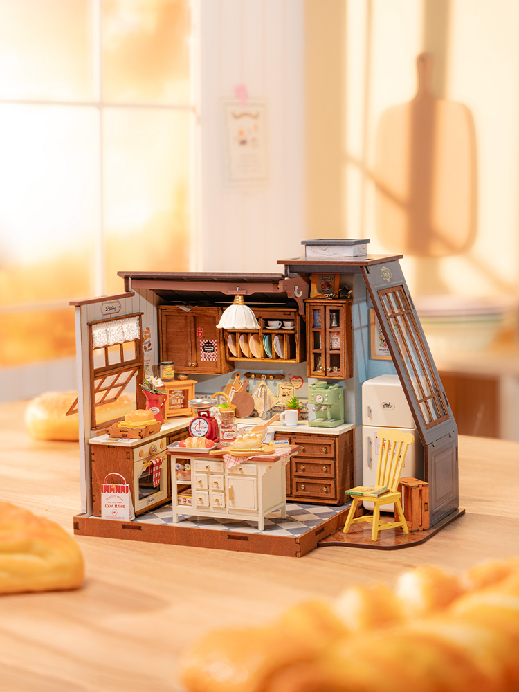 Homely Baking Kitchen Rolife - Robotime Rolife Baking Kitchen Wooden Dollhouse